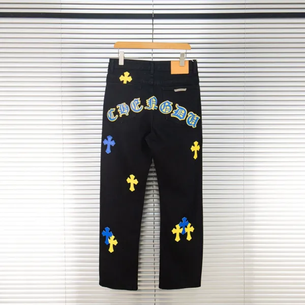 Chrome Hearts Cross Patch Distressed Gray Jeans - 7