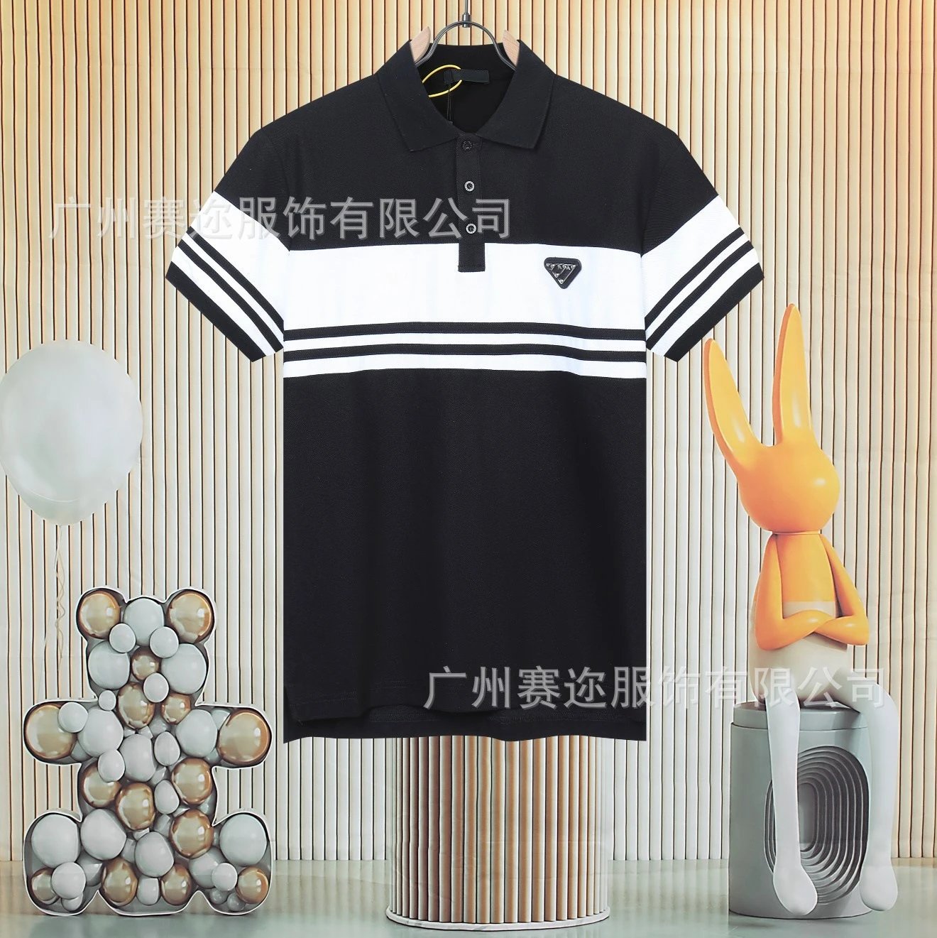 Unbranded Shirts Short-Sleeve Polo Shirt with Contrast Trim and Chest Pocket — P 031 Black