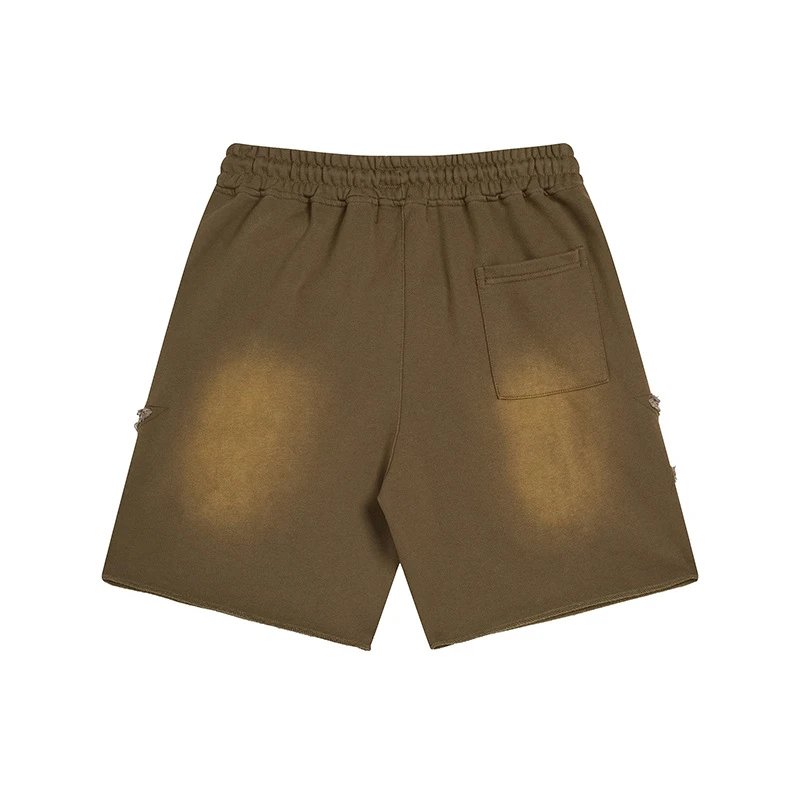 Design Star Patch Distressed Black Sweatshorts Shorts - 5