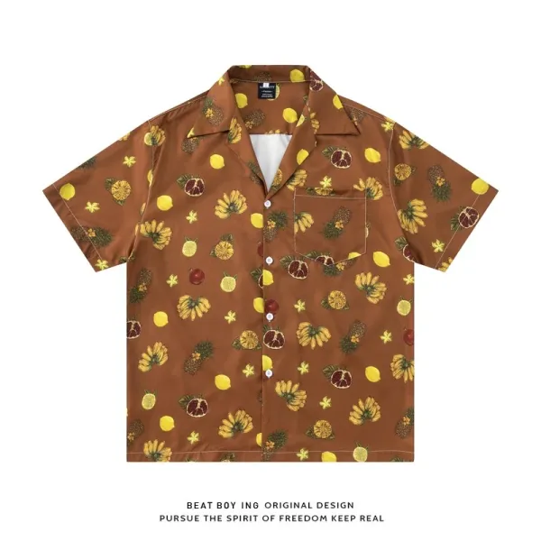 Design Beat Boy Ing Tropical Print Short-Sleeve Shirt White Shirt - 31