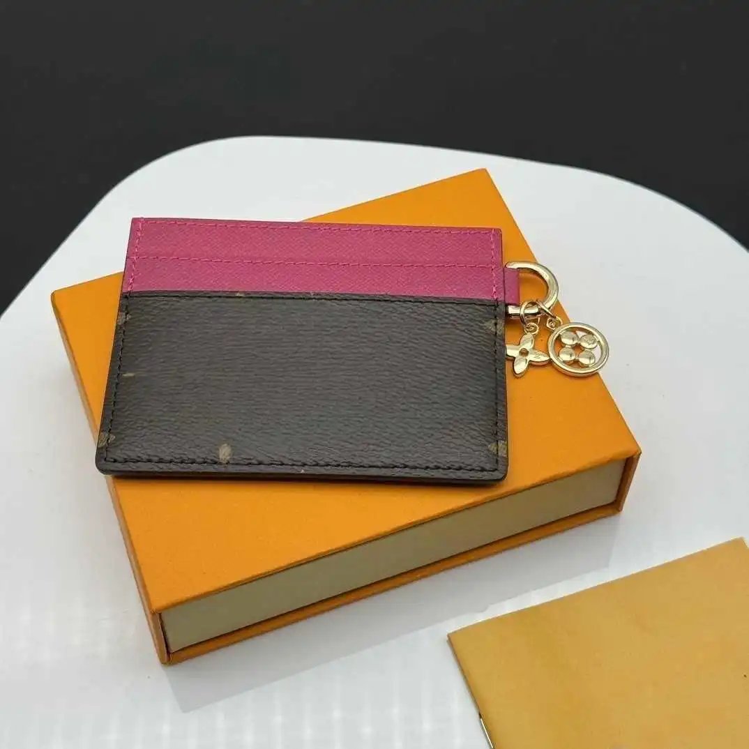 Dior Card Holder with Charm in Black Grained Leather Wallets - 24