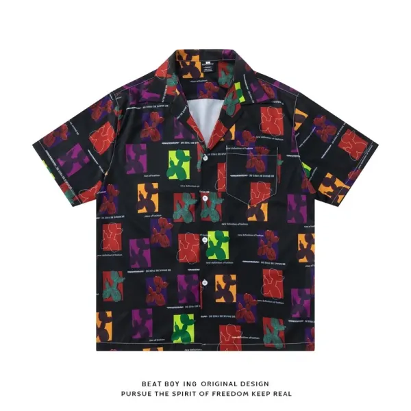 Design Beat Boy Ing Tropical Print Short-Sleeve Shirt White Shirt - 39
