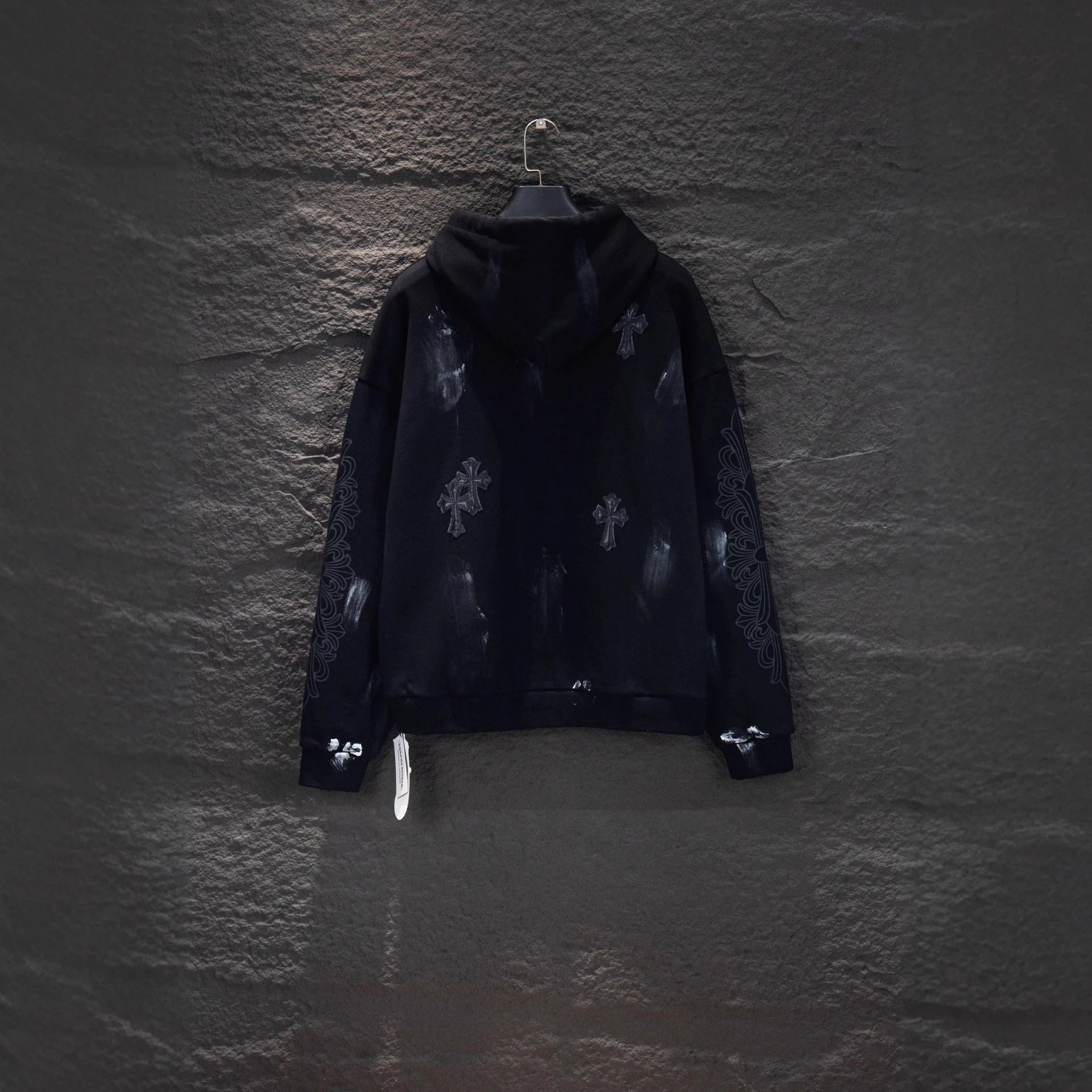 Chrome Hearts Hoodies & Sweatshirts Distressed Cross Patch Zip-Up Hoodie image 2