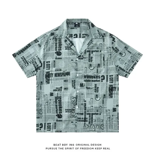Design Beat Boy Ing Tropical Print Short-Sleeve Shirt White Shirt - 55