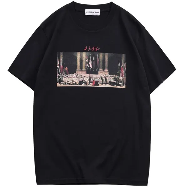 Design West Point Snail Historical Print Black T-Shirt T-Shirts - 1