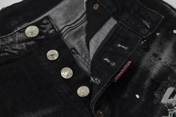 Dsquared2 Distressed Paint-Splatter Black Jeans - 14