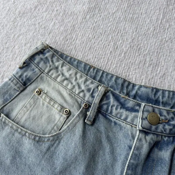 Design Embroidered Cherry Blossom Denim Shorts Black - 7