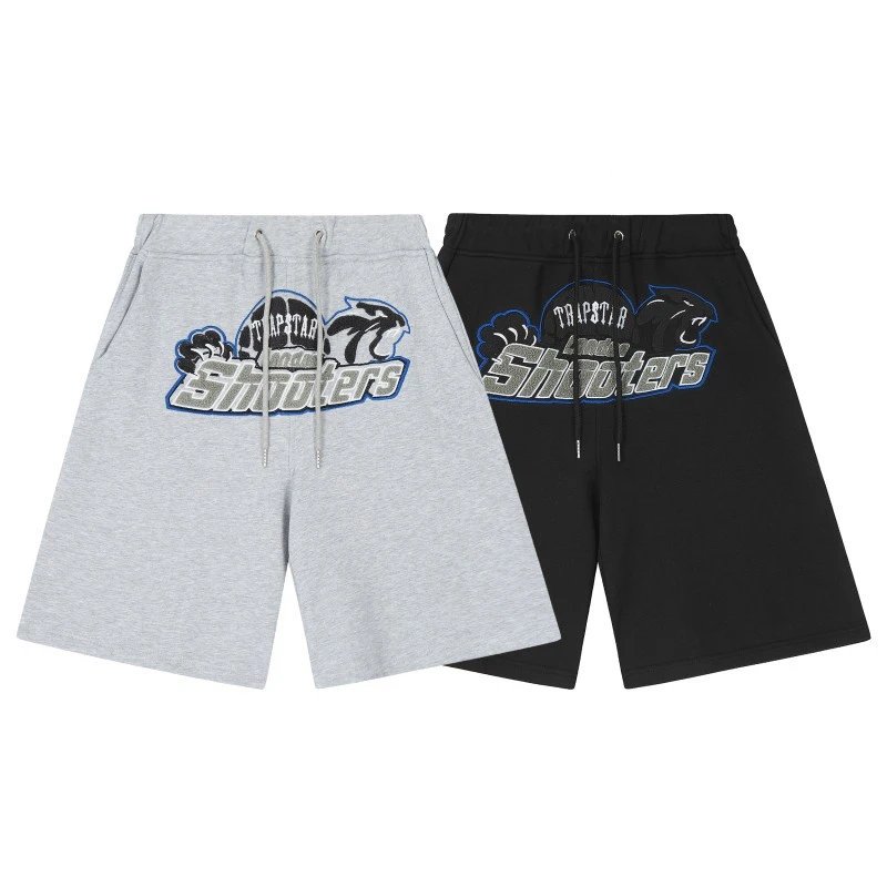 Trapstar Shorts Drawstring with embroidered panther graphic image 2