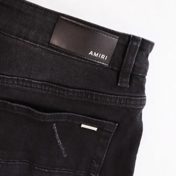 Amiri Skeleton Print Distressed Black Jeans - 16