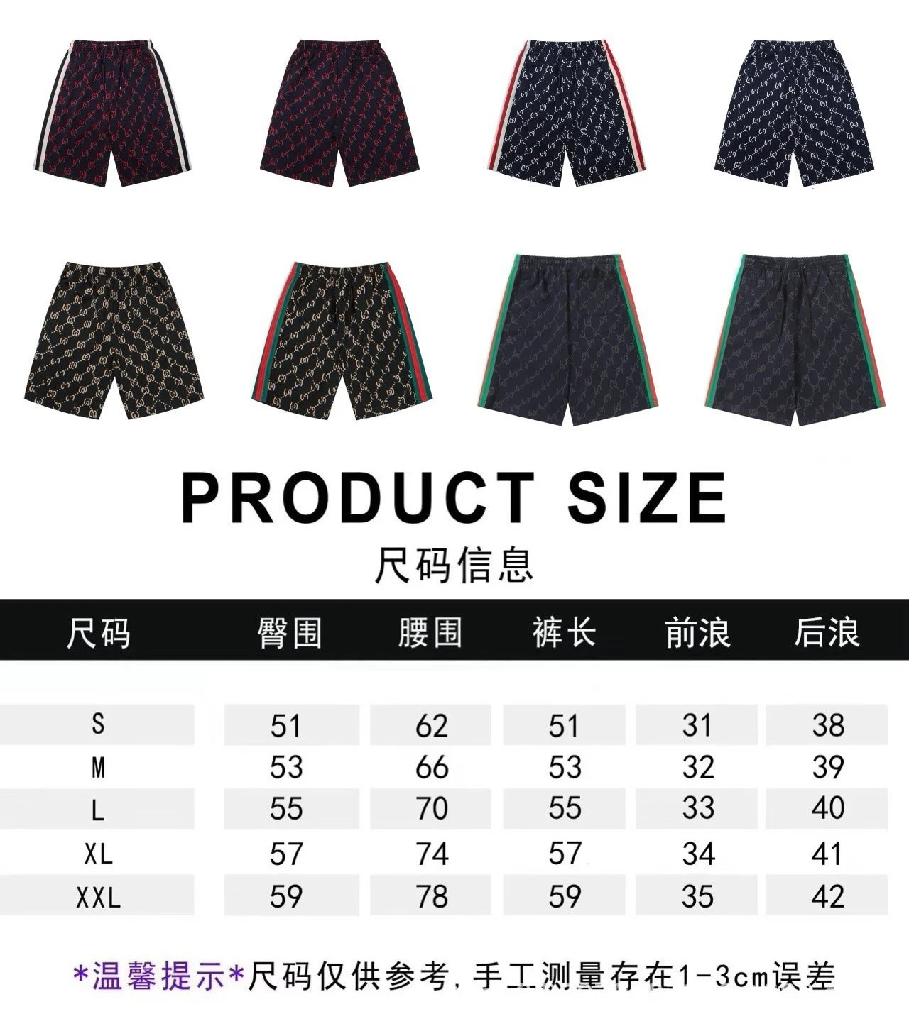 Gucci GG Monogram Print Shorts with Red-White Stripe Side Tape Navy - 2