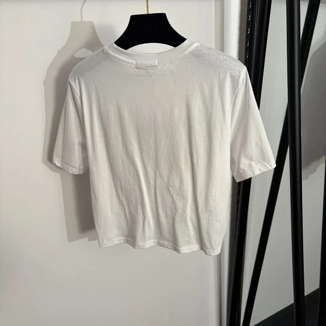 Versace T-Shirts Medusa rhinestone logo twist-front T-shirt product detail image 3