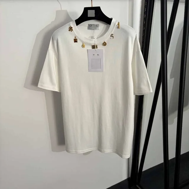 Unbranded T-Shirts Crew Neck T-Shirt with Decorative Metal Charms product detail image 2