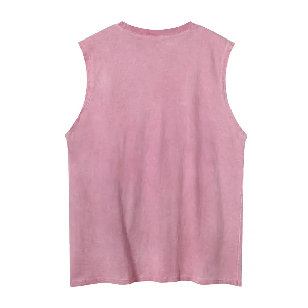 Design 'Mom I Am A Rich Man' Washed Beige Sleeveless Top Vest Top - 5