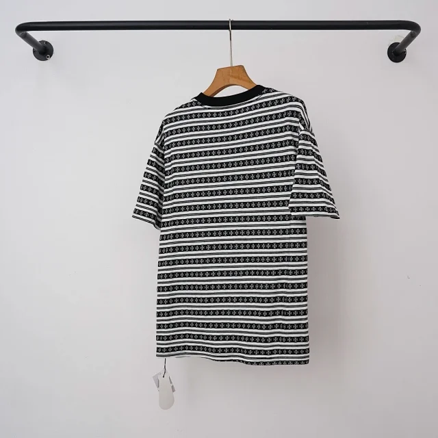 Chrome Hearts T-Shirts Striped short-sleeve T-shirt with cross motif product detail image 8