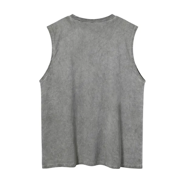 Design 'Mom I Am A Rich Man' Washed Beige Sleeveless Top Vest Top - 12