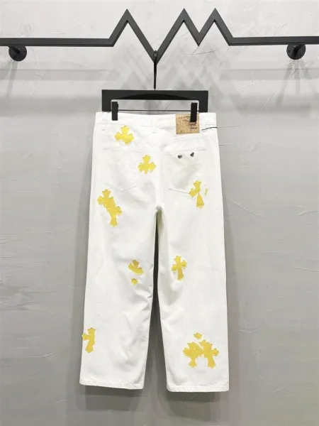 Design Snowflake Patchwork Wide-Leg Jeans Blue - 22