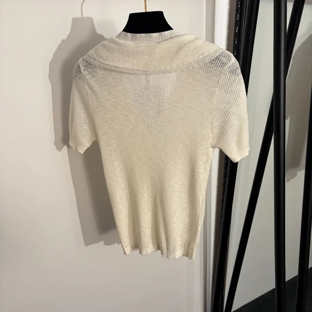Unbranded Knitwear Short-Sleeve Button-Front Knit Cardigan with Sailor Collar product detail image 3