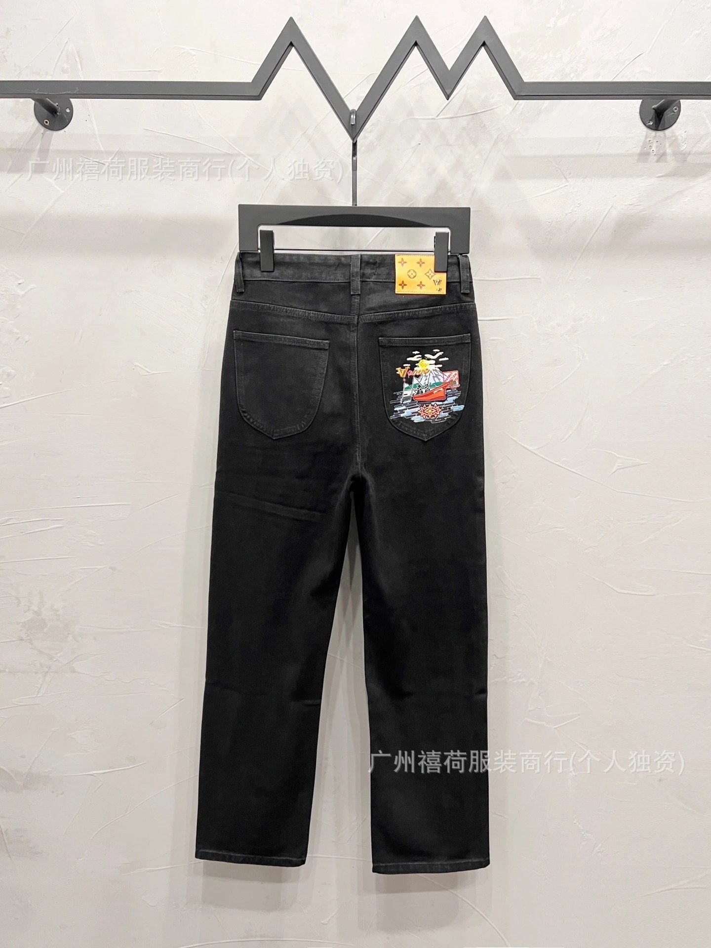 Louis Vuitton Jeans Straight-Leg Graphic Patch — M 2003 black