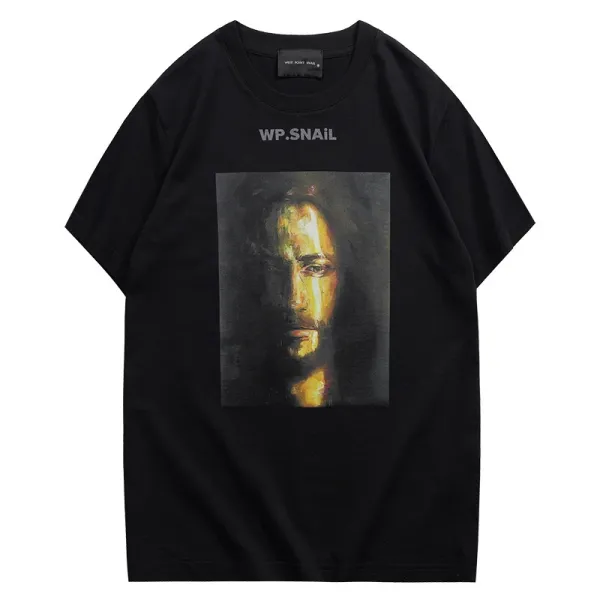 Design WP.SNAIL Art Portrait Black T-Shirt T-Shirts - 1