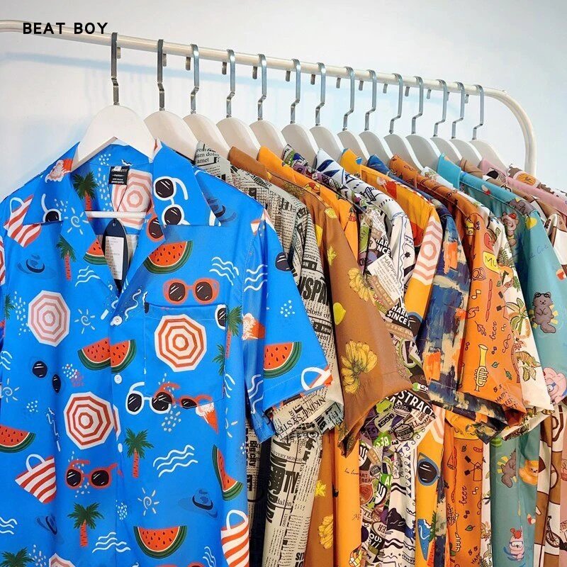 BEAT BOY Shirts Short-Sleeve Tropical Fruit Print Button-Up Shirt image 4