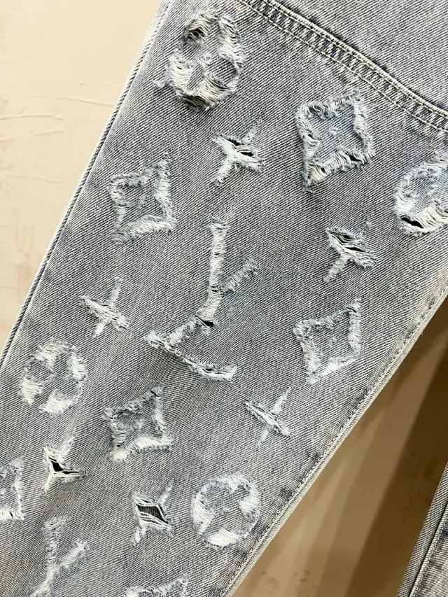 Unbranded Jeans Distressed monogram-pattern denim product detail image 10