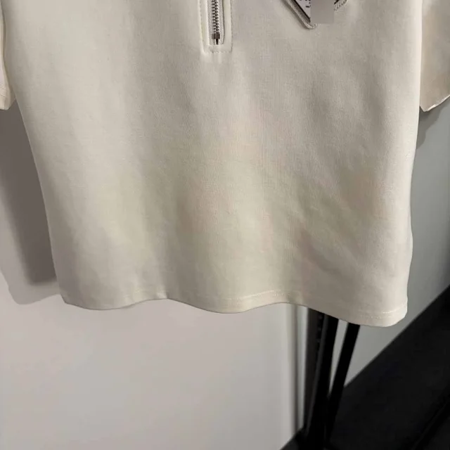 Prada T-Shirts Short-Sleeve Half-Zip Triangle-Plaque T-Shirt product detail image 5