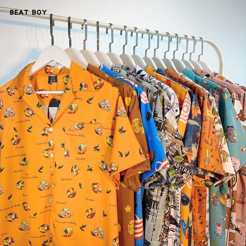 Design Beat Boy Ing Tropical Print Short-Sleeve Shirt White Shirt - 5