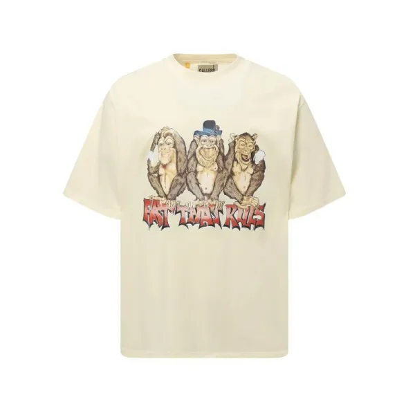 Gallery Dept Three Monkeys Graphic T-Shirt Cream - 1