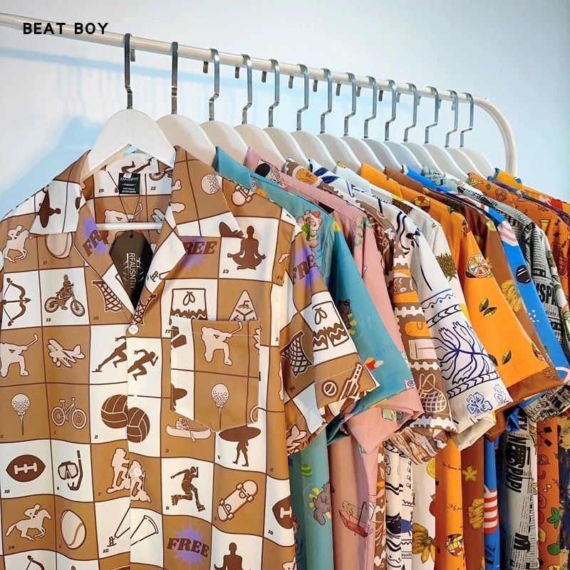 Design Beat Boy Ing Tropical Print Short-Sleeve Shirt White Shirt - 13