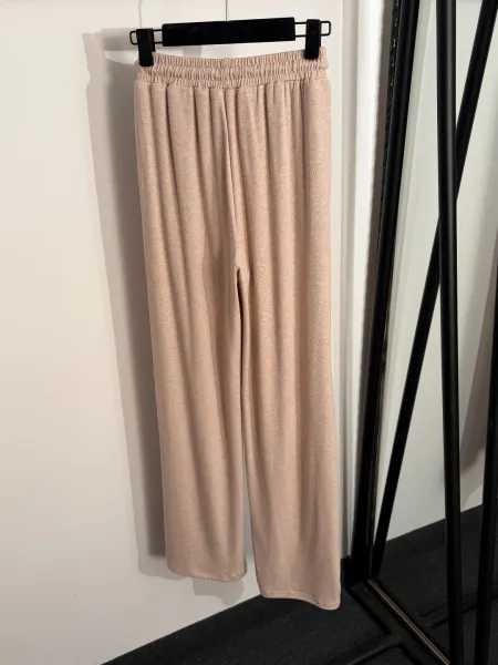 Design Polo Top and Wide-Leg Sweatpants Set Beige Casual Set - 8