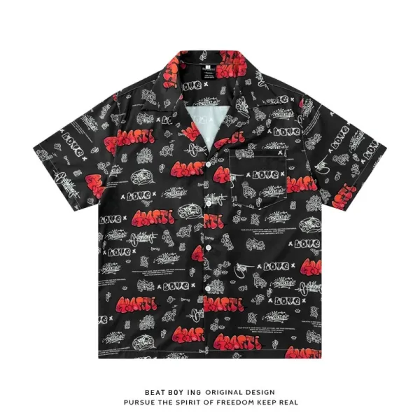 Design Beat Boy Ing Tropical Print Short-Sleeve Shirt White Shirt - 78