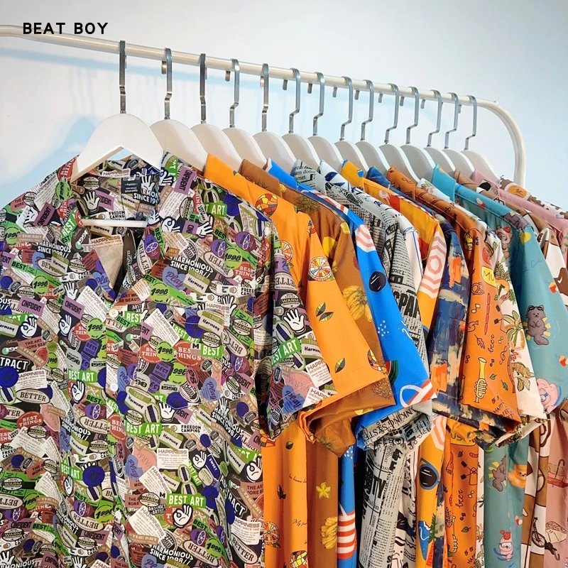 Design Beat Boy Ing Tropical Print Short-Sleeve Shirt White Shirt - 6