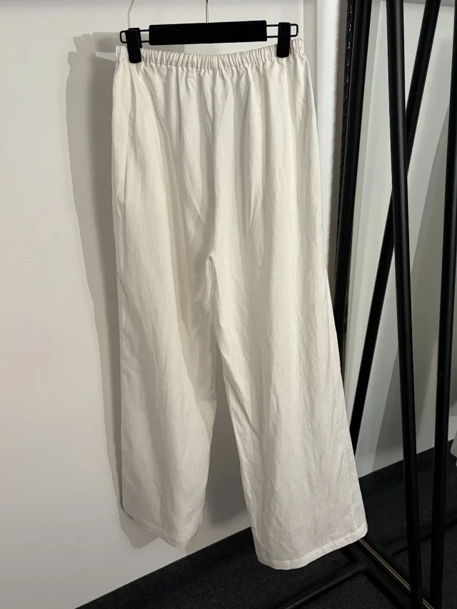 Unbranded Matching Sets Long-Sleeve Collared Shirt and Drawstring Wide-Leg Trousers Set with Beaded Front Panel product detail image 6