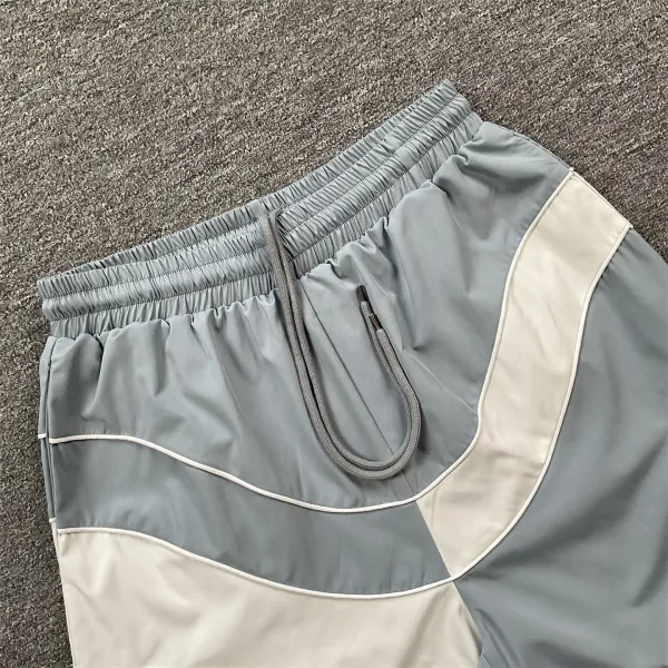 Corteiz V-Stripe Panel Shorts Gray / Beige - 11