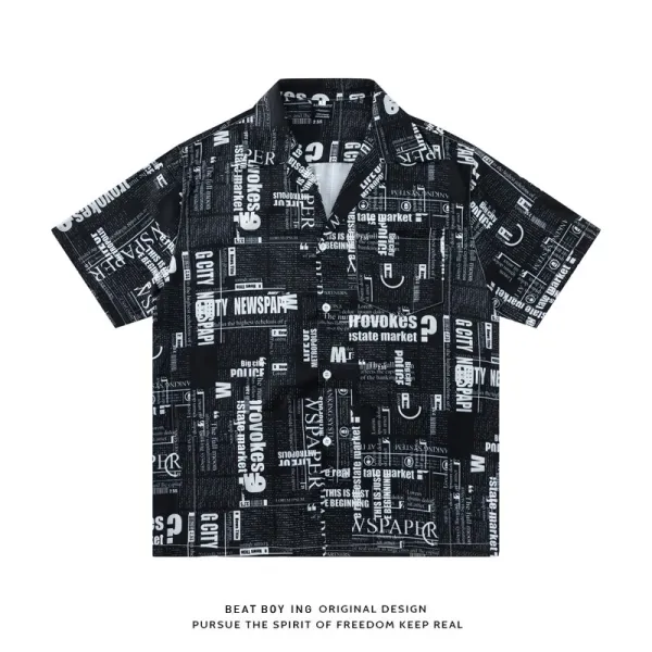 Design Beat Boy Ing Tropical Print Short-Sleeve Shirt White Shirt - 54