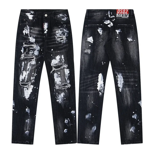 Unbranded Jeans Distressed Graffiti Print Slim-Fit product detail image 3