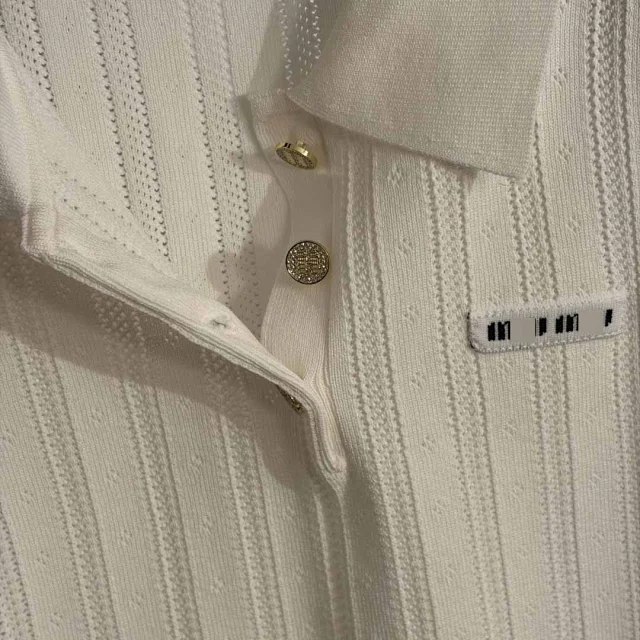 Miu Matching Sets Short-Sleeve Knit Polo Top and Pleated Skirt Set product detail image 8