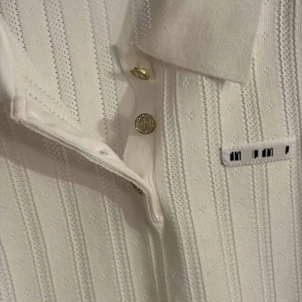 Design Knit Polo Shirt and Pleated Shorts Set White - 9