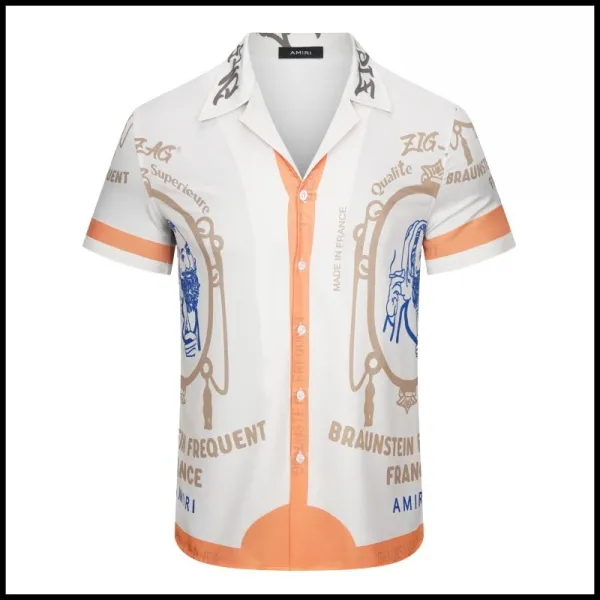 Amiri Palm Tree Print Short-Sleeve Shirt Blue and White - 18