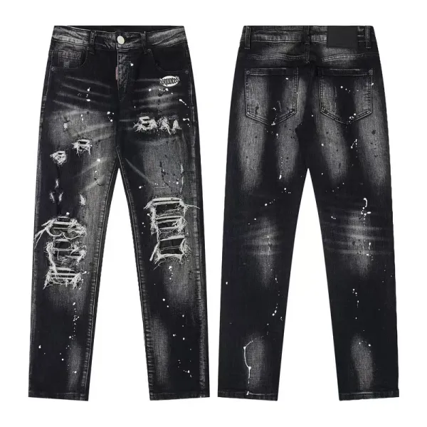 Dsquared2 Distressed Paint-Splatter Black Jeans - 6