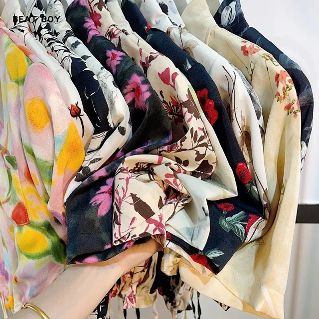 Unbranded Shirts Floral Print Short-Sleeve Drawstring-Hem Shirt product detail image 14