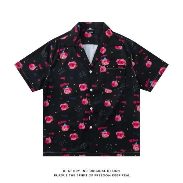 Design Beat Boy Ing Tropical Print Short-Sleeve Shirt White Shirt - 79