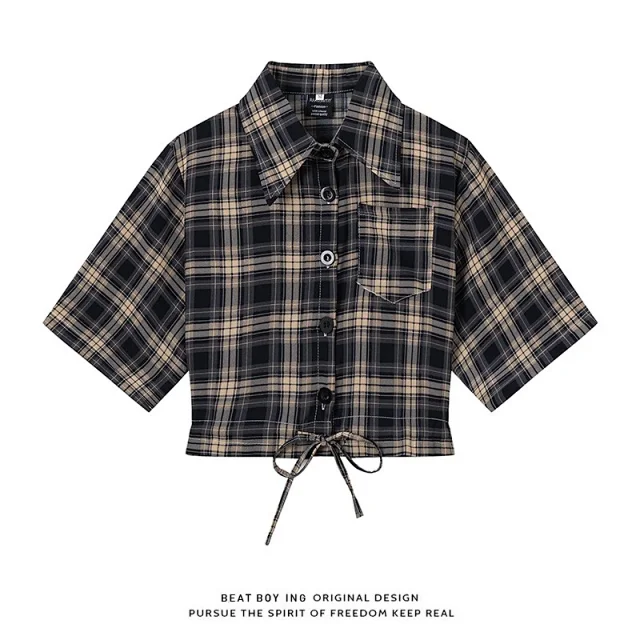 Unbranded Shirts Floral Print Short-Sleeve Drawstring-Hem Shirt product detail image 35