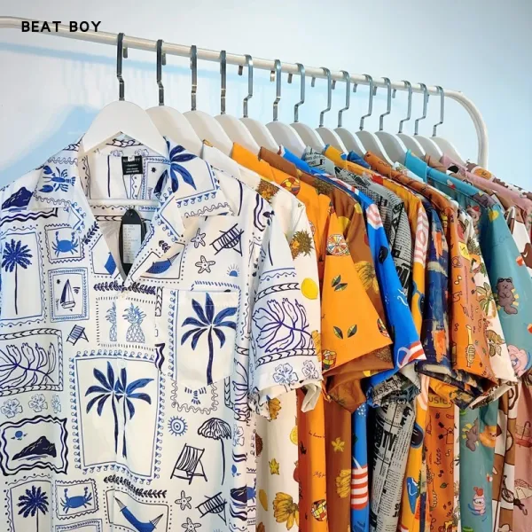 Design Beat Boy Ing Tropical Print Short-Sleeve Shirt White Shirt - 8