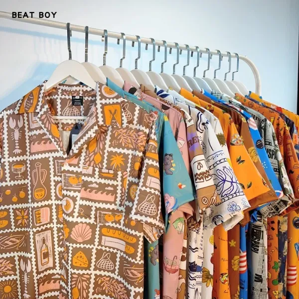 Design Beat Boy Ing Tropical Print Short-Sleeve Shirt White Shirt - 16