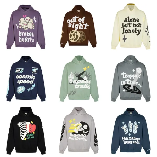 Broken Planet Broken Hearts Graphic Hoodie Beige - 3