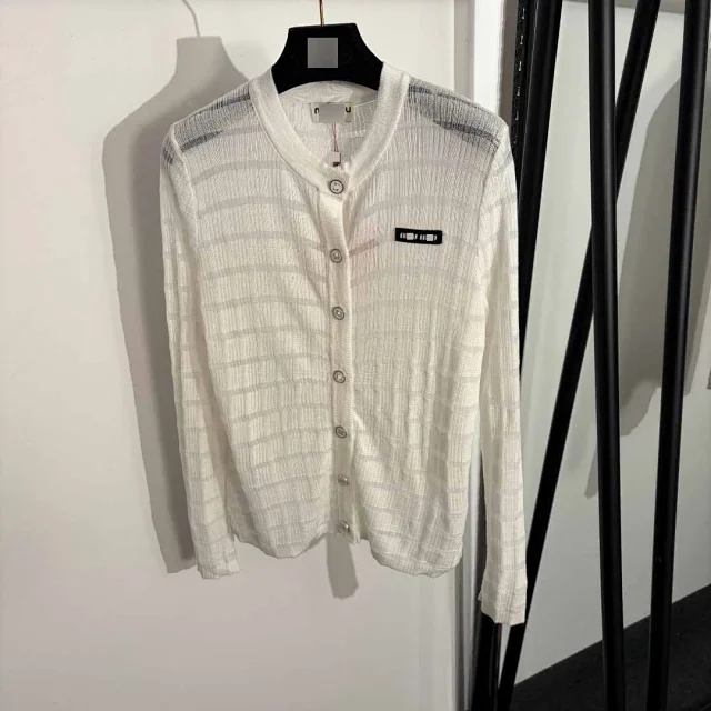 Miu Matching Sets Striped knit cardigan and camisole set product detail image 3