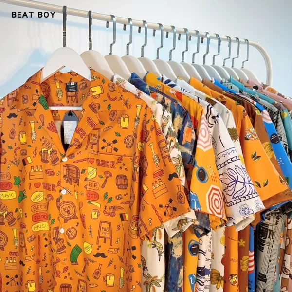 Design Beat Boy Ing Tropical Print Short-Sleeve Shirt White Shirt - 10