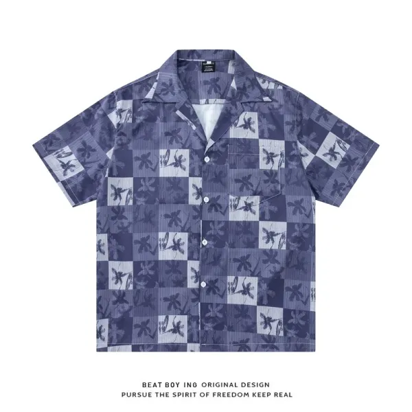 Design Beat Boy Ing Tropical Print Short-Sleeve Shirt White Shirt - 48