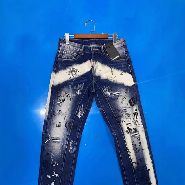 Unbranded Jeans Ripped graffiti-print slim-fit product detail image 10